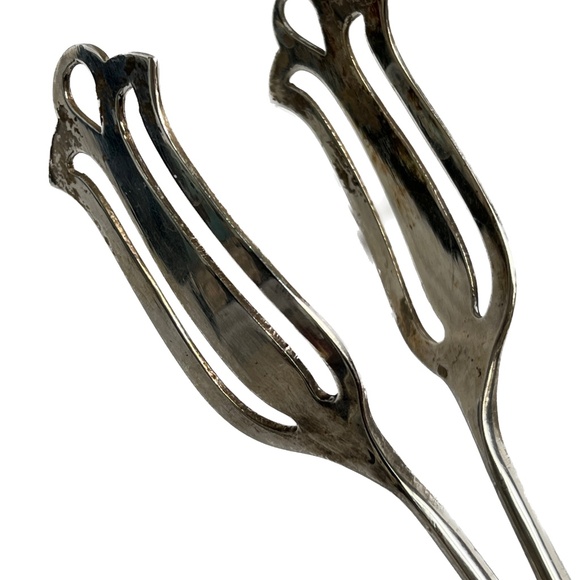 Vintage Tongs Pastry Dessert Salad All Purpose Shefield England EPNS A1 8" Long - Picture 4 of 8